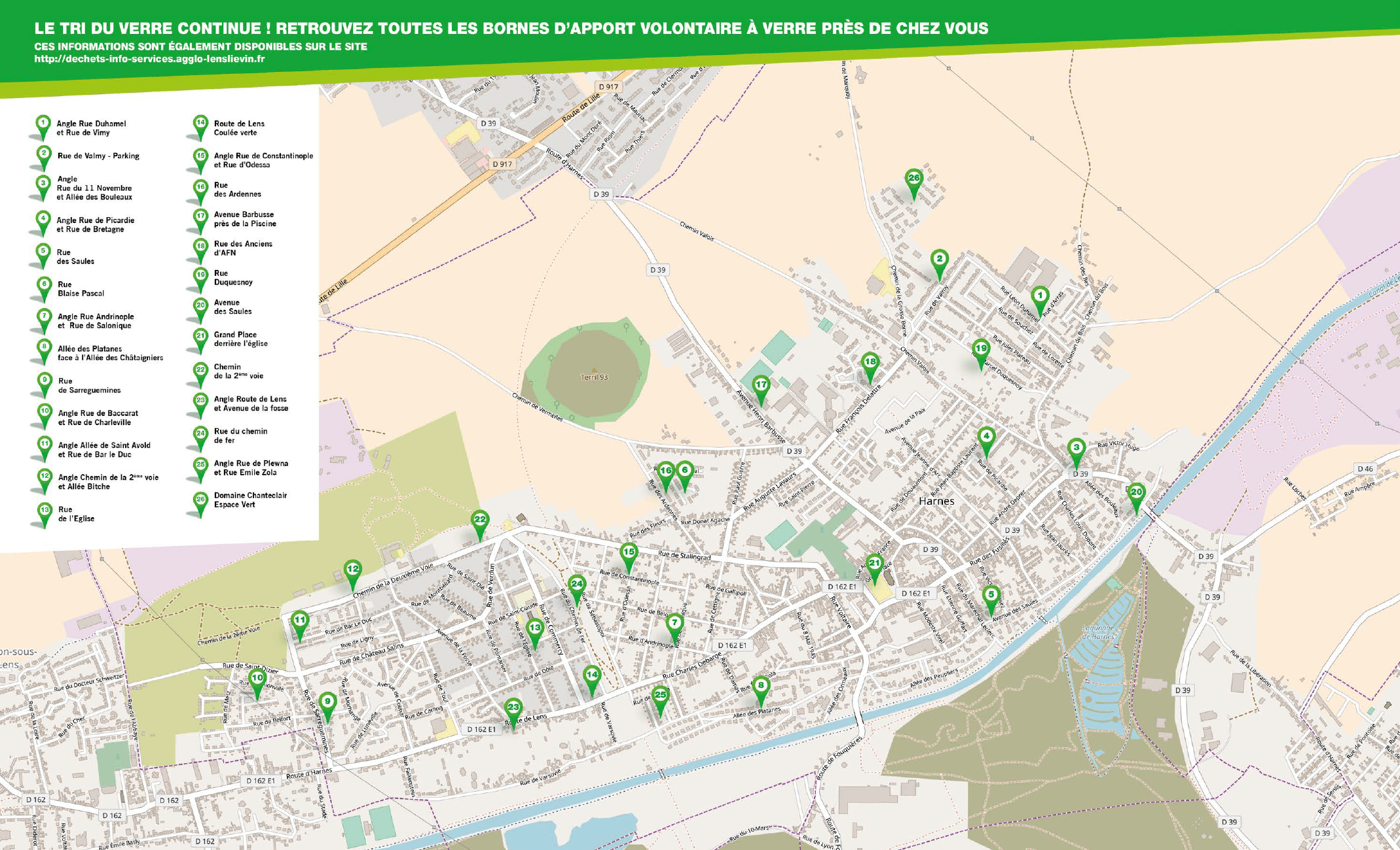 Carte de localisation des bornes installées dans notre ville