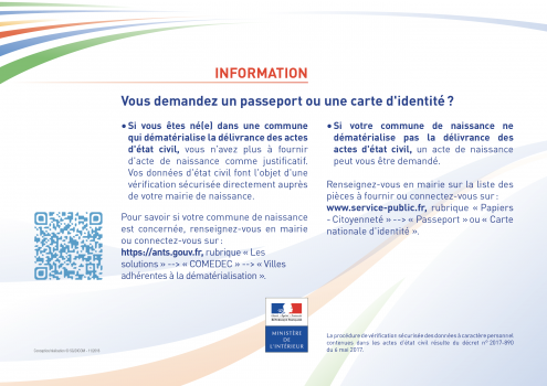 Information relative au Passeport / Carte d’identité