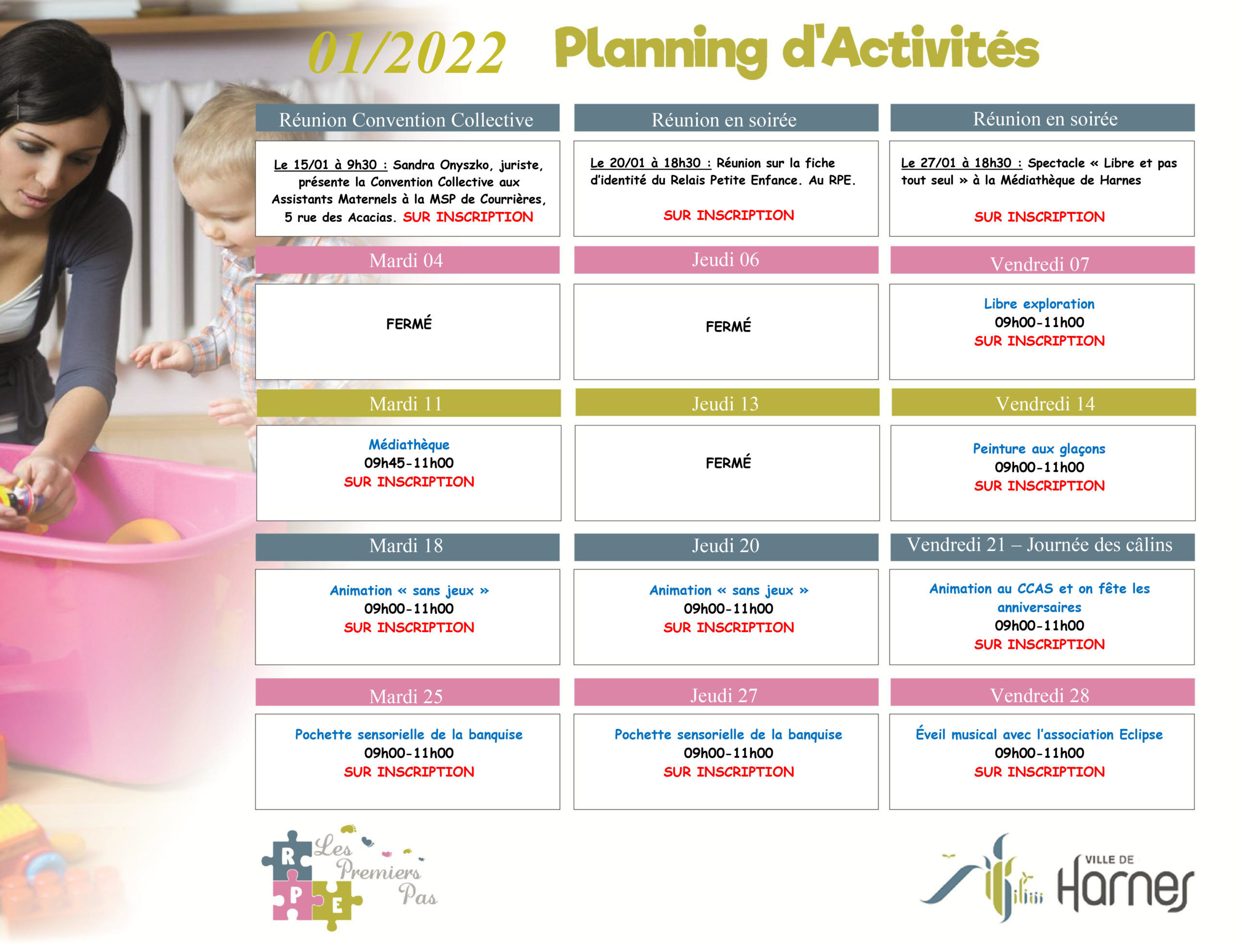 Planning d’activités mensuelles