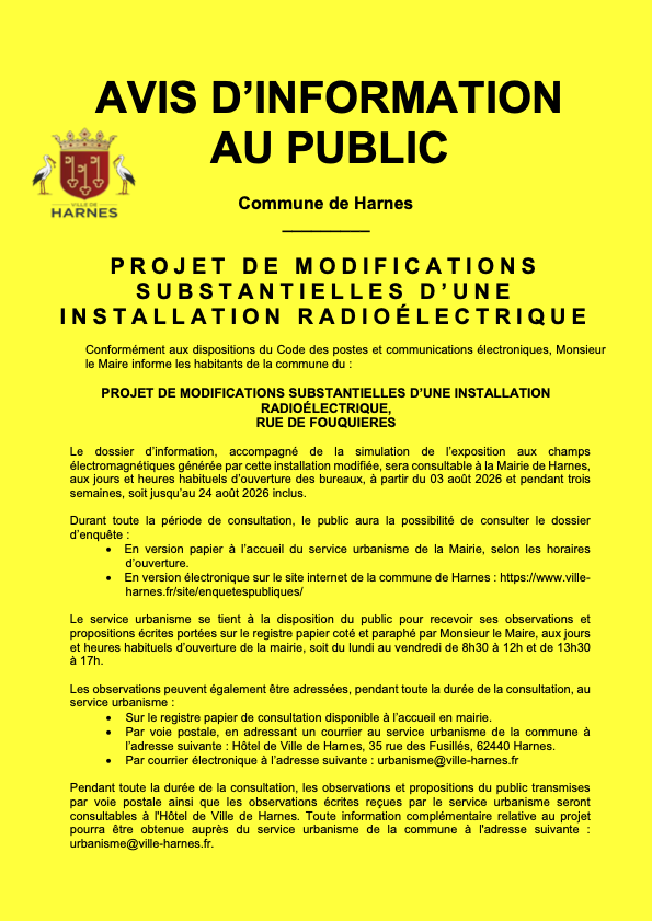 Projet de modifications substantielles d&rsquo;une installation radioélectrique, rue de Fouquières