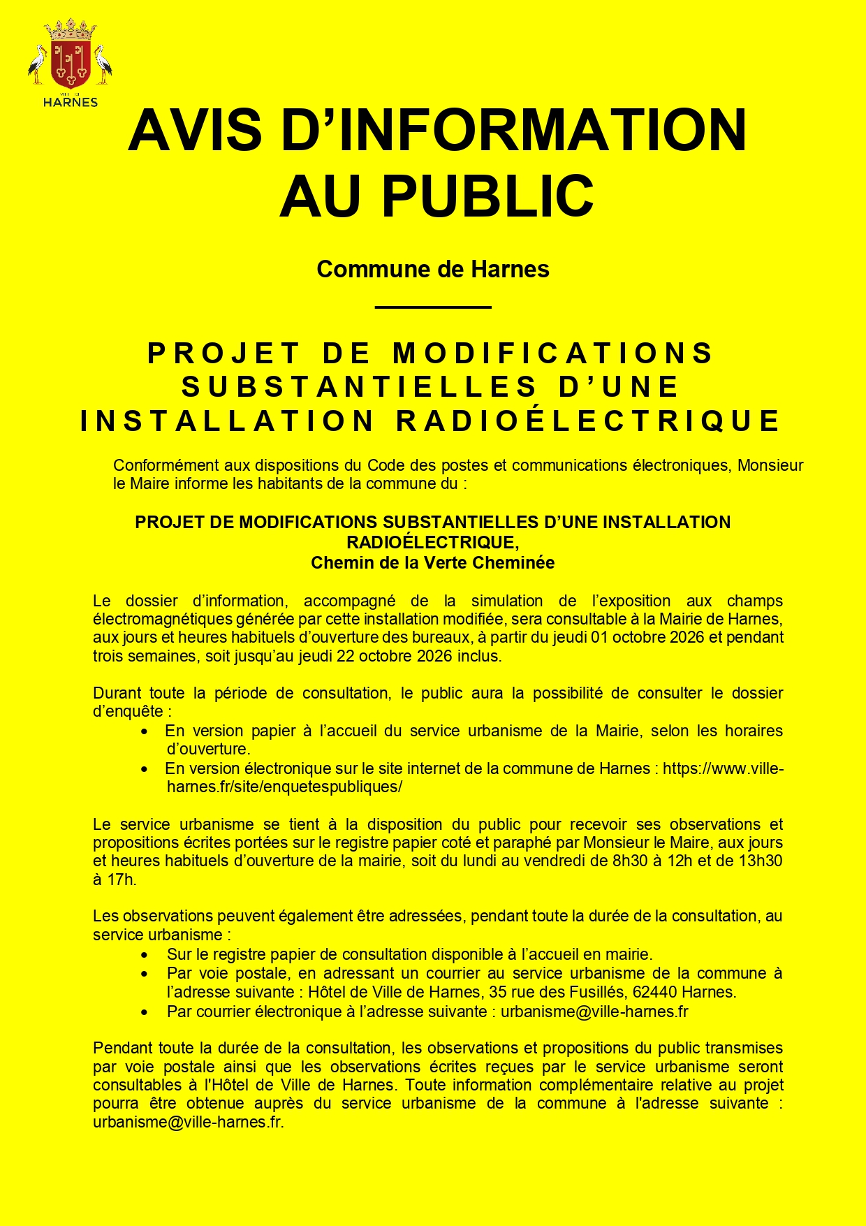 Mise à disposition du public – Installation radioélectrique